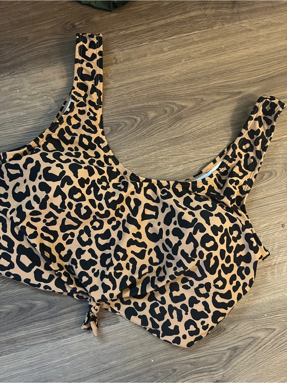 Coral Reef Manava  leopard Print traveler tie-Front Swim Top